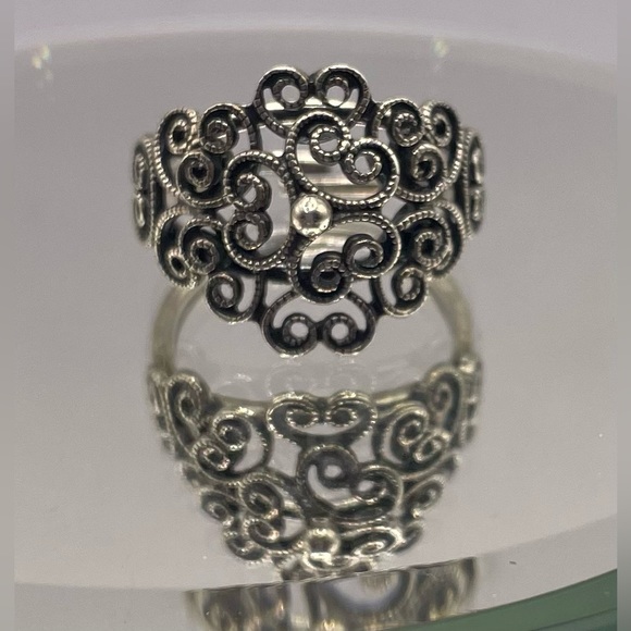 3 for $30 Beautiful Silver Tone Filigree Ring Size 8 - Picture 6 of 10
